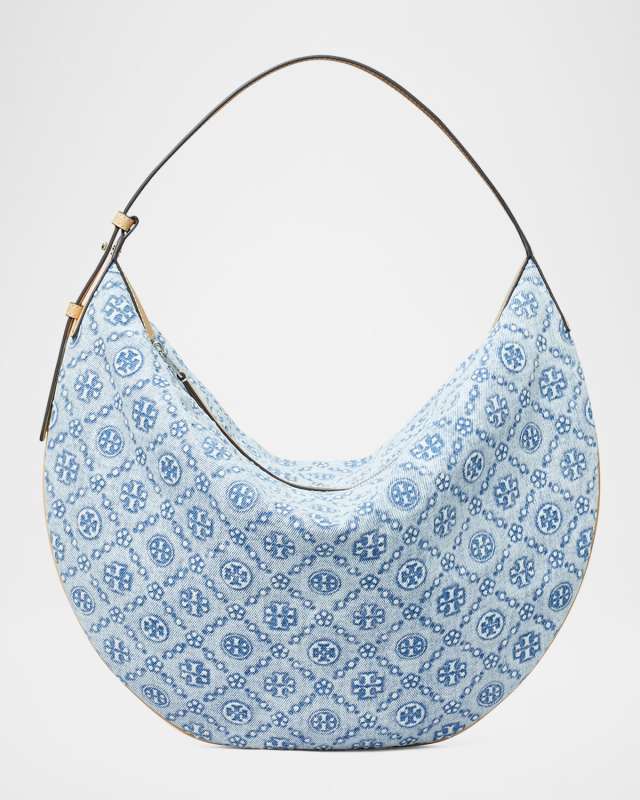 T Monogram Denim Hobo Bag